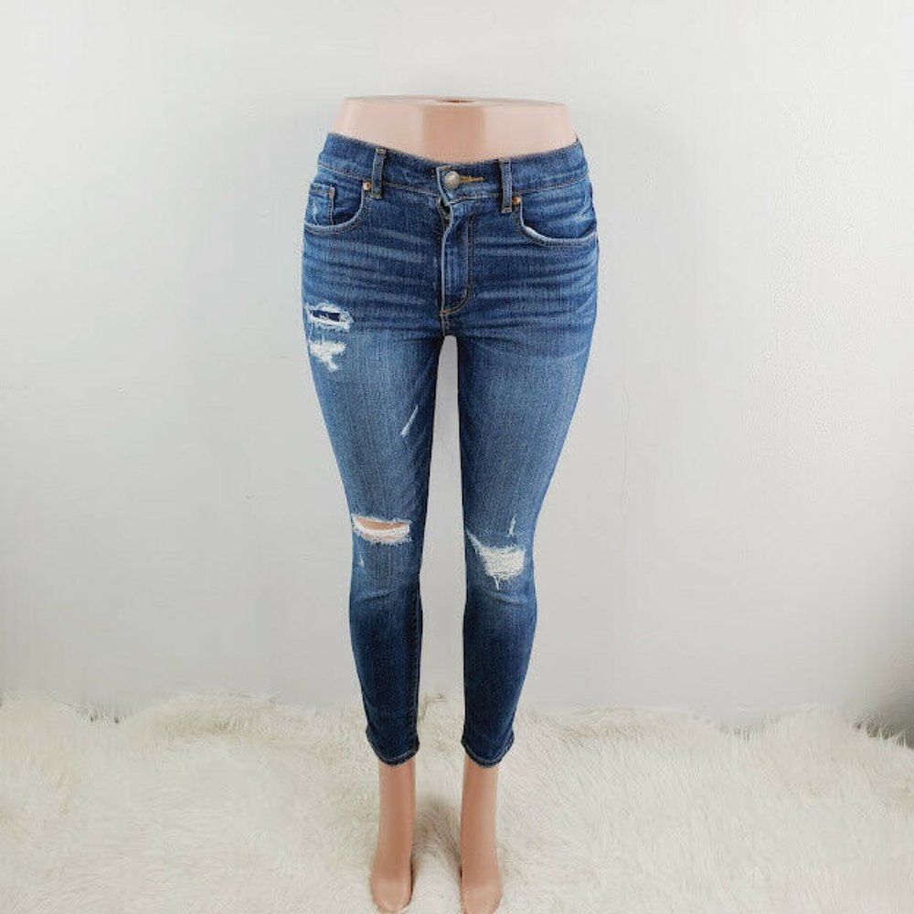 Loft Womens Blue Medium Wash High Waist Skinny Leg Denim Jeans Size 28/6